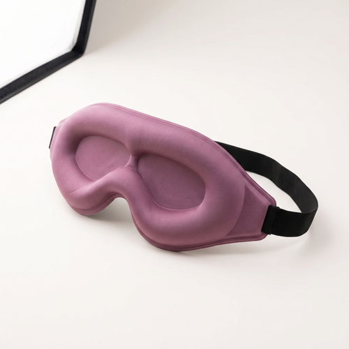 ELT Eclipse 3D blackout sleep mask in mauve-purple — contoured eye domes and sculpted nose bridge, studio product shot